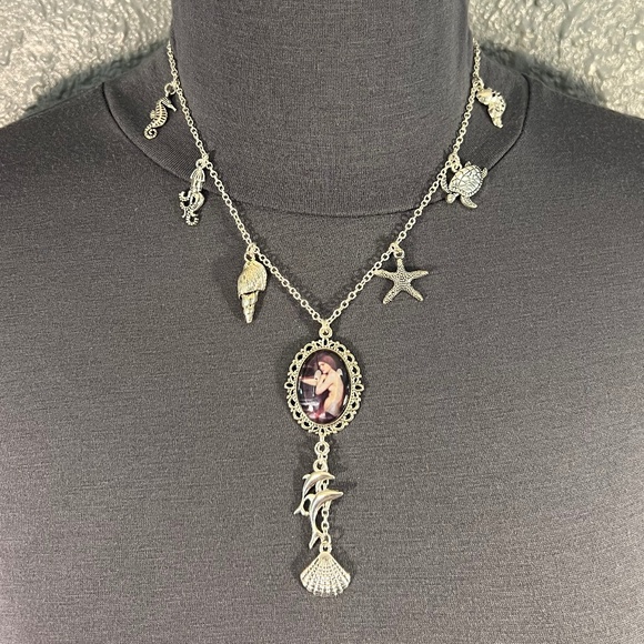 Merrow Celtic Mermaid Mythology Handmade Y Necklace Silver Sea Charms Seashell - Picture 7 of 16